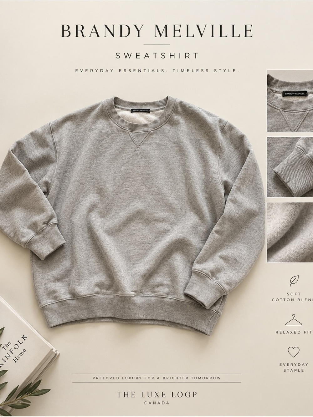 Brandy Melville Light Gray Crewneck Sweatshirt
